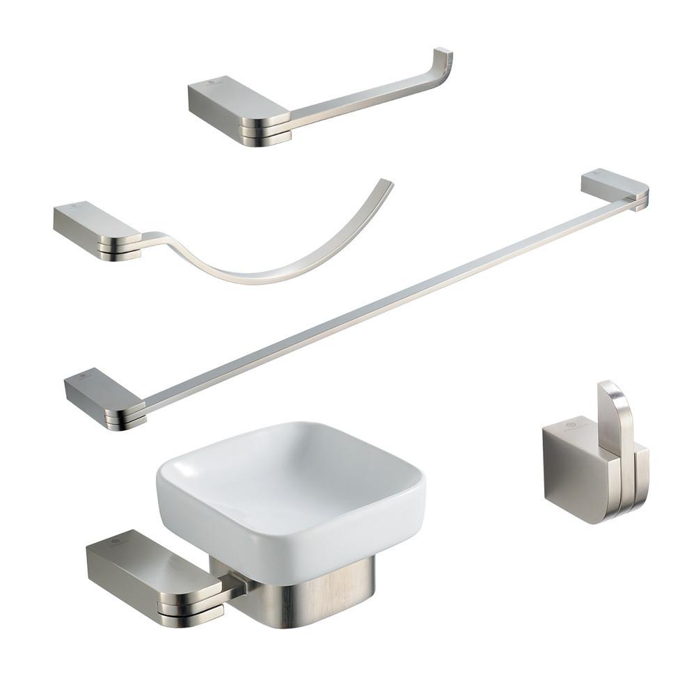 Fresca Solido 5-Piece Bathroom Accessory Set - Brushed Nickel Bathroom Accessory Set Fresca 