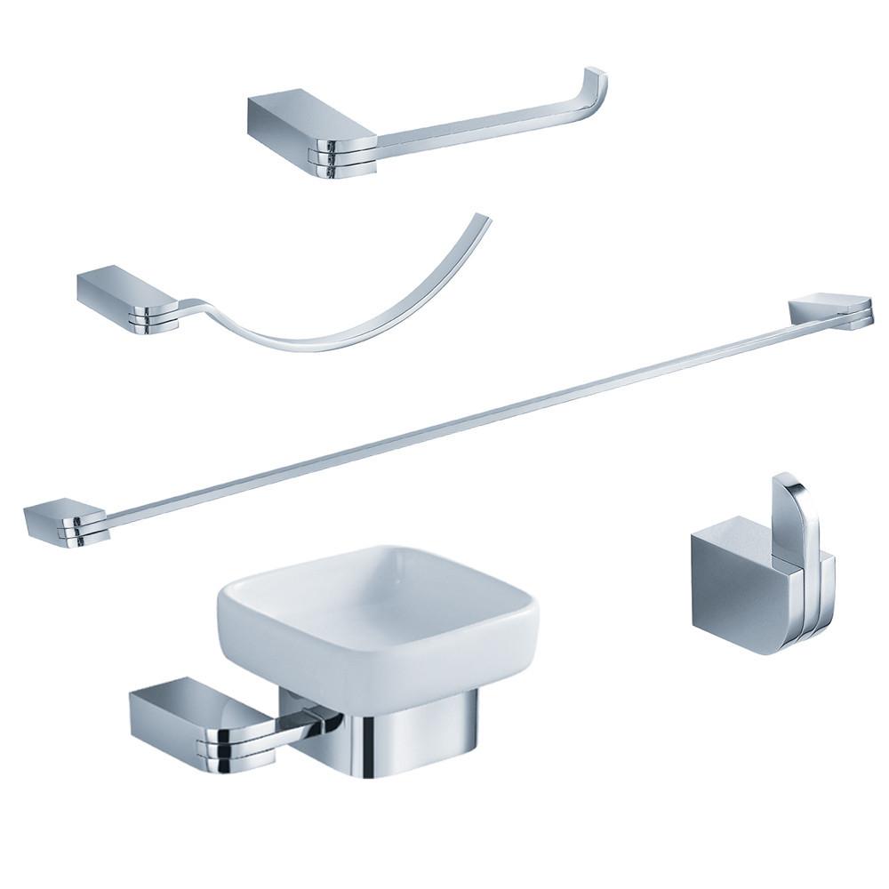 Fresca Solido 5-Piece Bathroom Accessory Set - Chrome Bathroom Accessory Set Fresca 