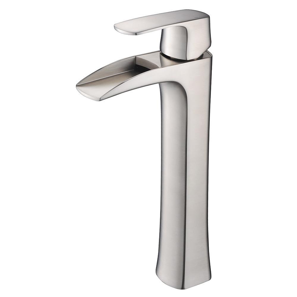 Fresca Fortore Single Hole Vessel Mount Bathroom Vanity Faucet - Brushed Nickel Bathroom Faucet Fresca 