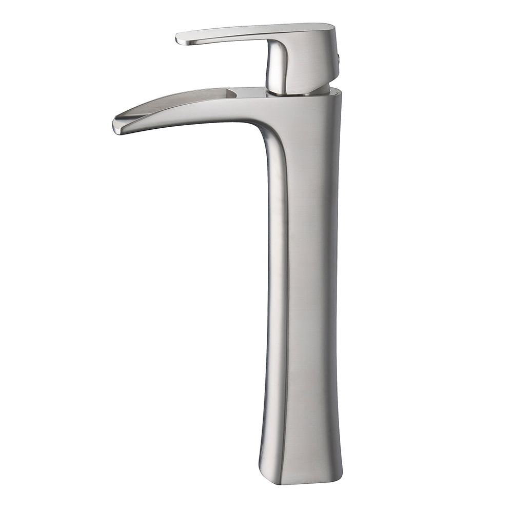 Fresca Fortore Single Hole Vessel Mount Bathroom Vanity Faucet - Brushed Nickel Bathroom Faucet Fresca 