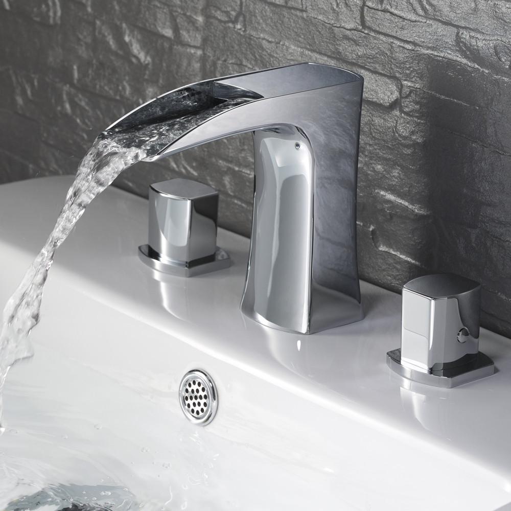 Fresca Fortore Widespread Mount Bathroom Vanity Faucet - Chrome Bathroom Faucet Fresca 