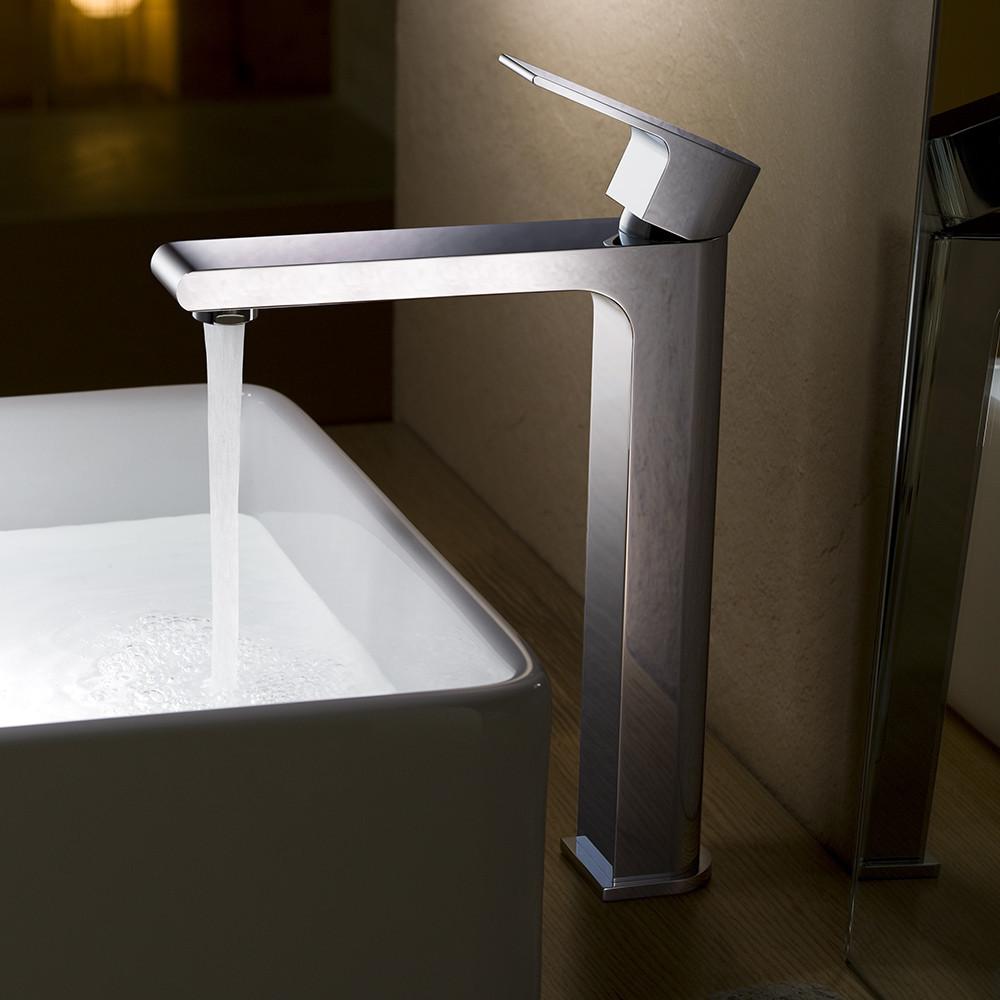 Fresca Allaro Single Hole Vessel Mount Bathroom Vanity Faucet - Chrome Bathroom Faucet Fresca 