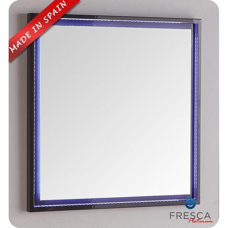 Fresca Platinum Due 32" Glossy Cobalt Bathroom Wall Mirror LED Lighting System Mirror Fresca 