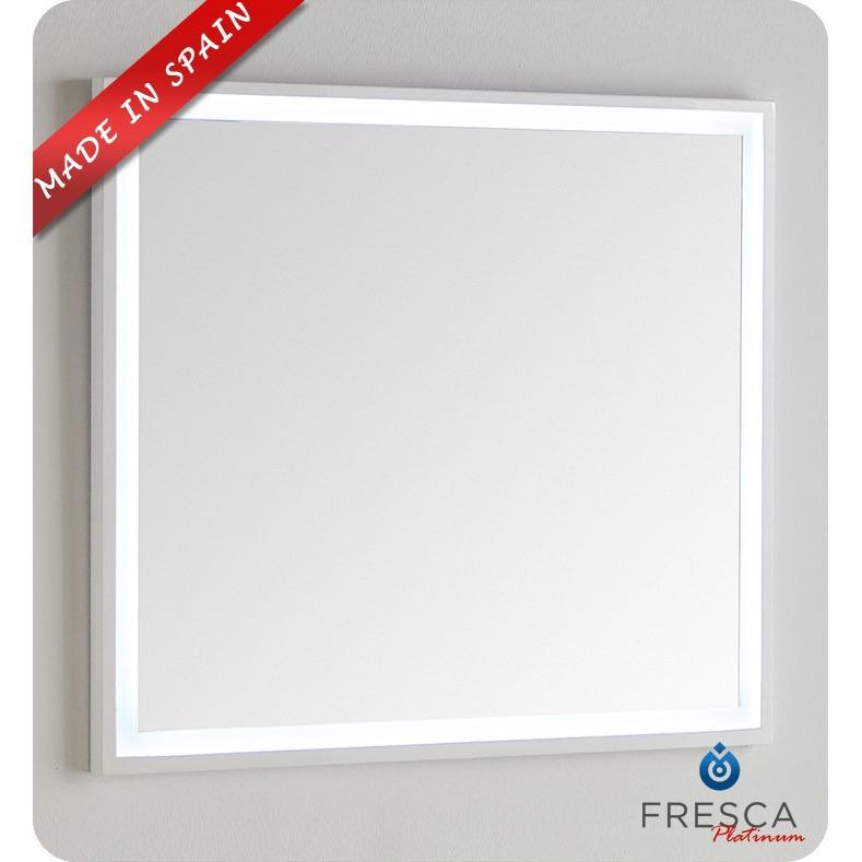 Fresca Platinum Due 36" Glossy White Bathroom LED Mirror Mirror Fresca 