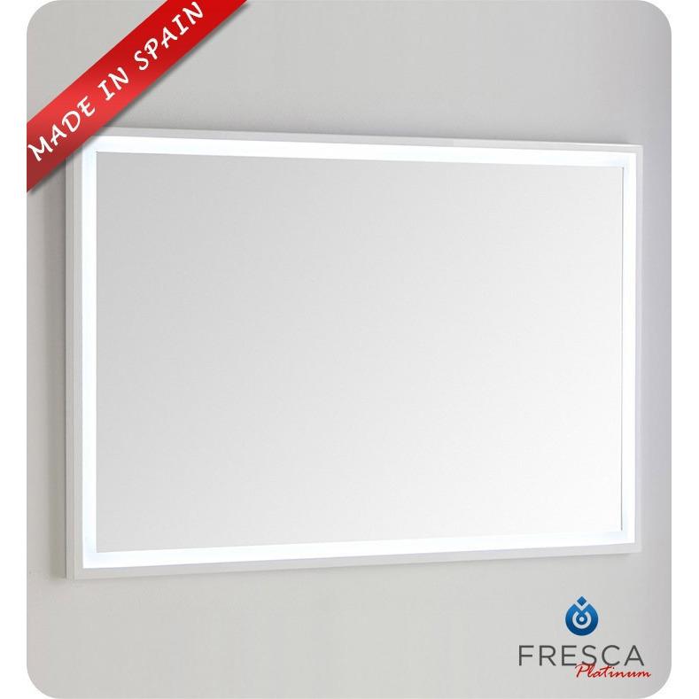 Fresca Platinum Due 48" Bathroom LED Mirror Home Decor Vanity - Glossy White Mirror Fresca 