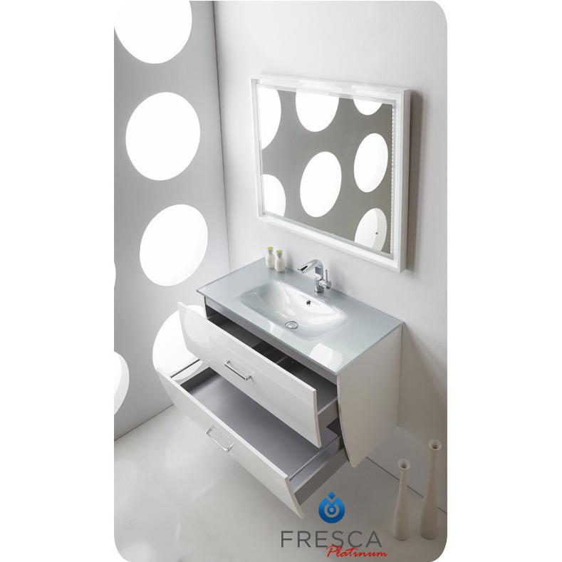 Fresca Platinum Wave 40" Glossy White Modern Bathroom Vanity ideal for Bedroom Vanity Fresca 