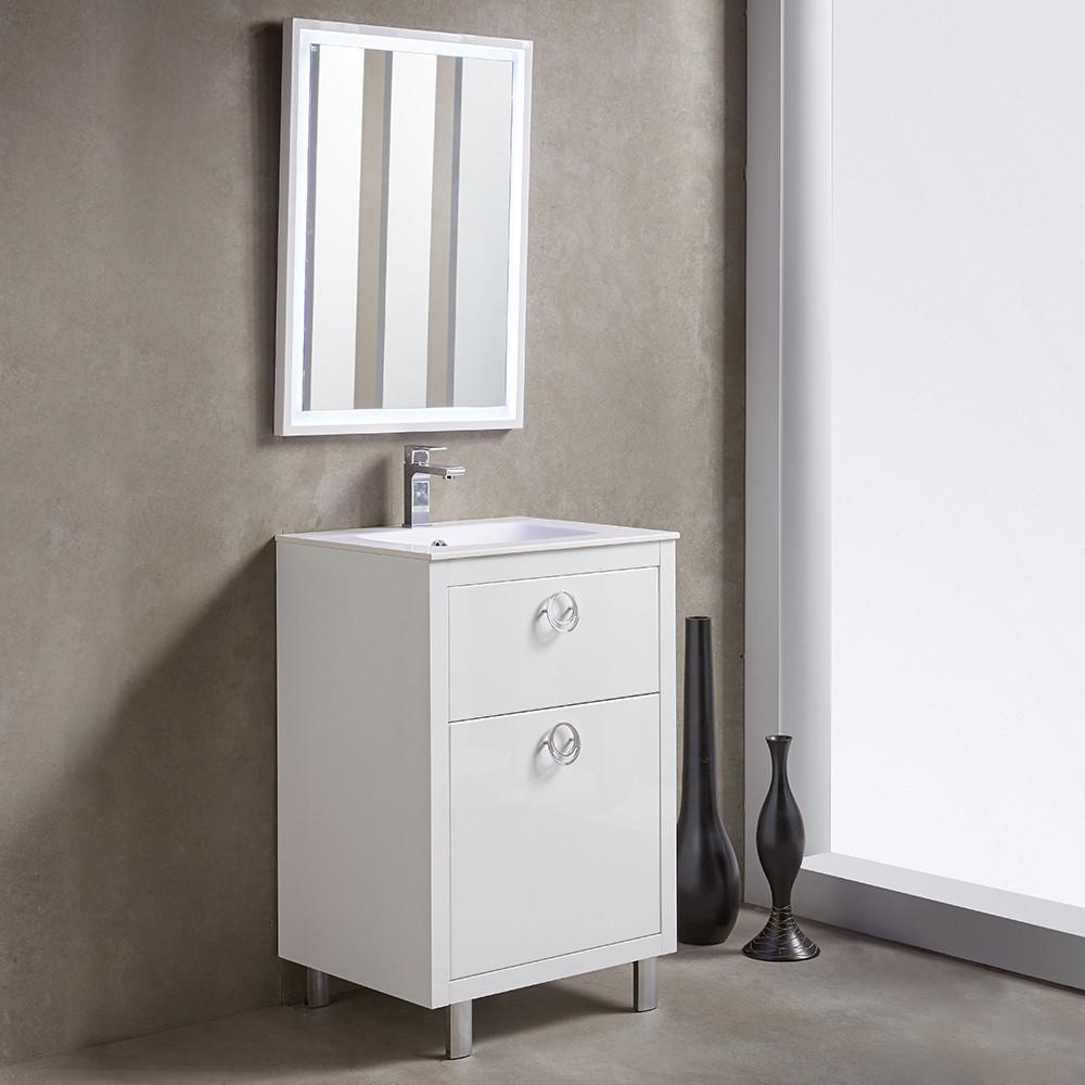 Fresca Platinum Due 24" Modern Stylish Bathroom Vanity Elegant Set Glossy White Vanity Fresca 