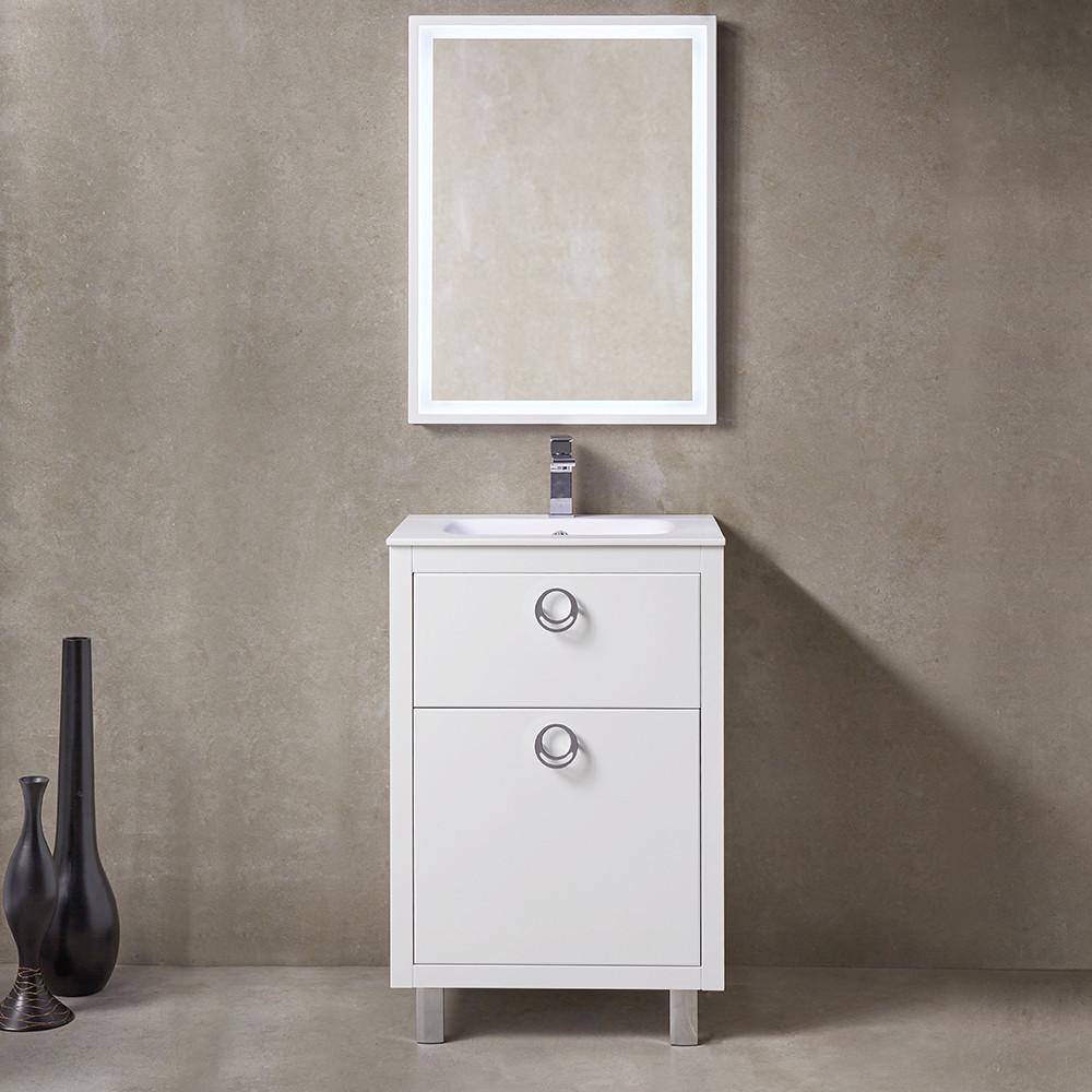 Fresca Platinum Due 24" Modern Stylish Bathroom Vanity Elegant Set Glossy White Vanity Fresca 