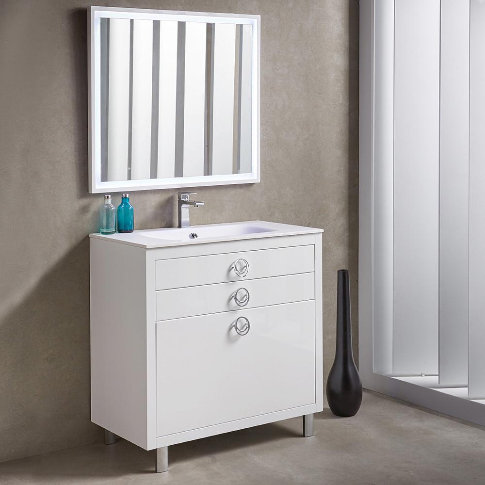 Fresca Platinum Due 36" Highest Quality Modern Bathroom Vanity Set Glossy White Vanity Fresca 