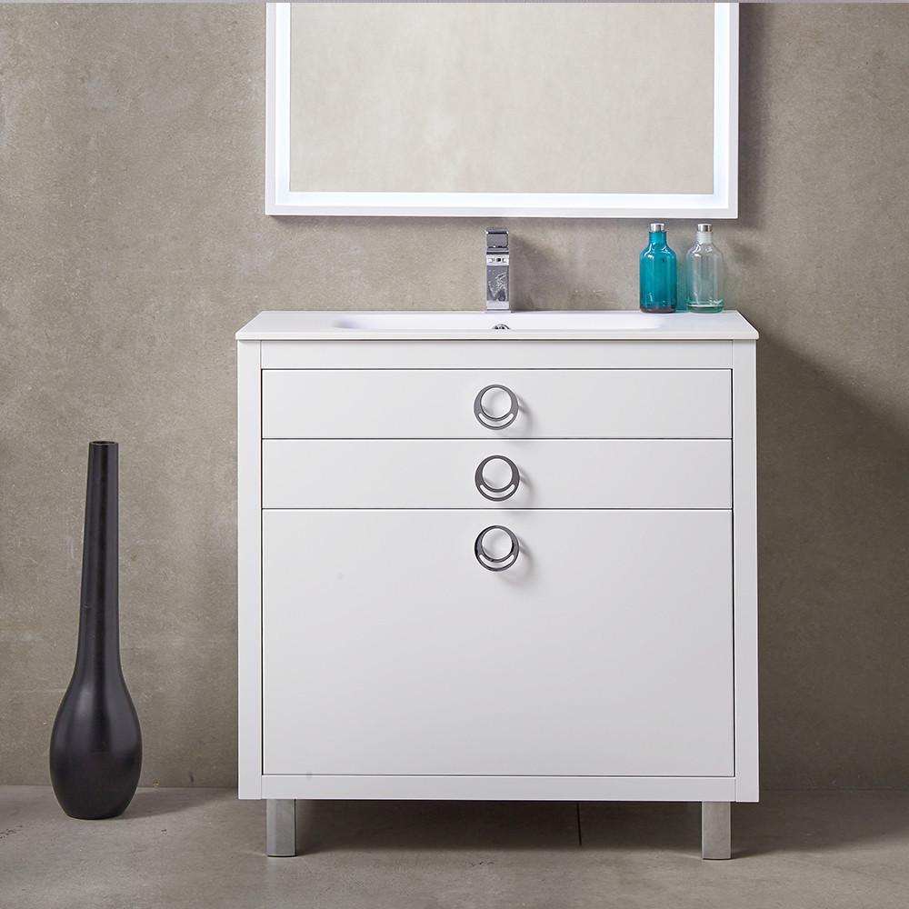 Fresca Platinum Due 36" Highest Quality Modern Bathroom Vanity Set Glossy White Vanity Fresca 
