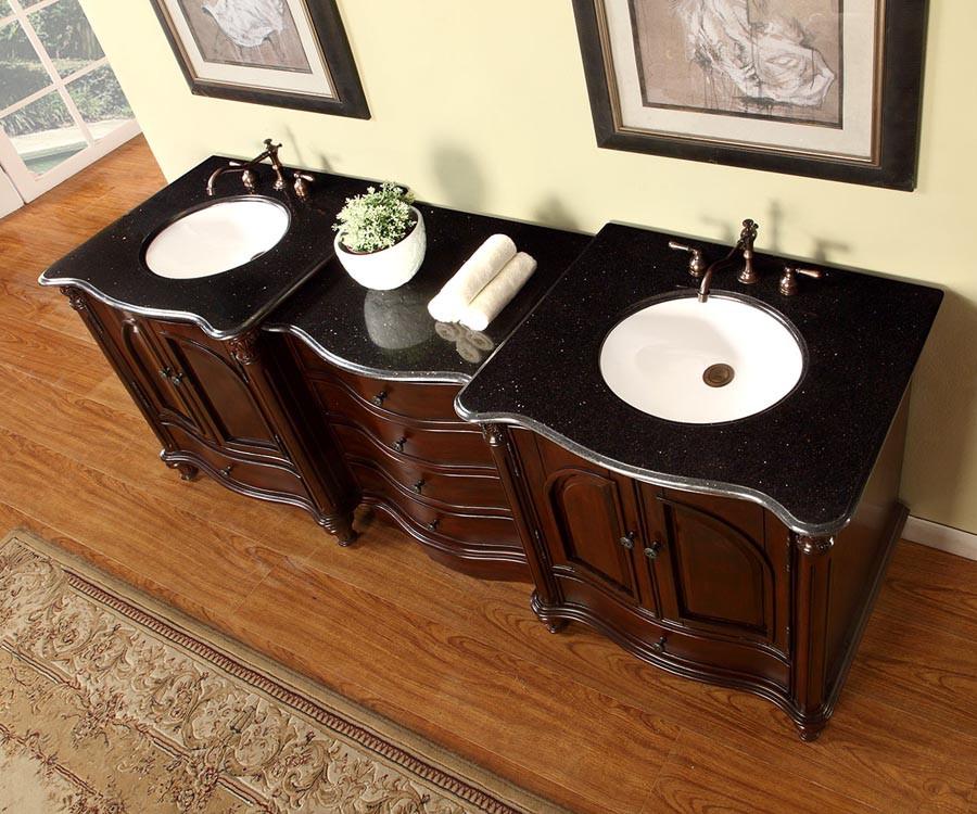 Silkroad 83" Traditional Double Sink Bathroom Vanity Vanity Silkroad Exclusive 