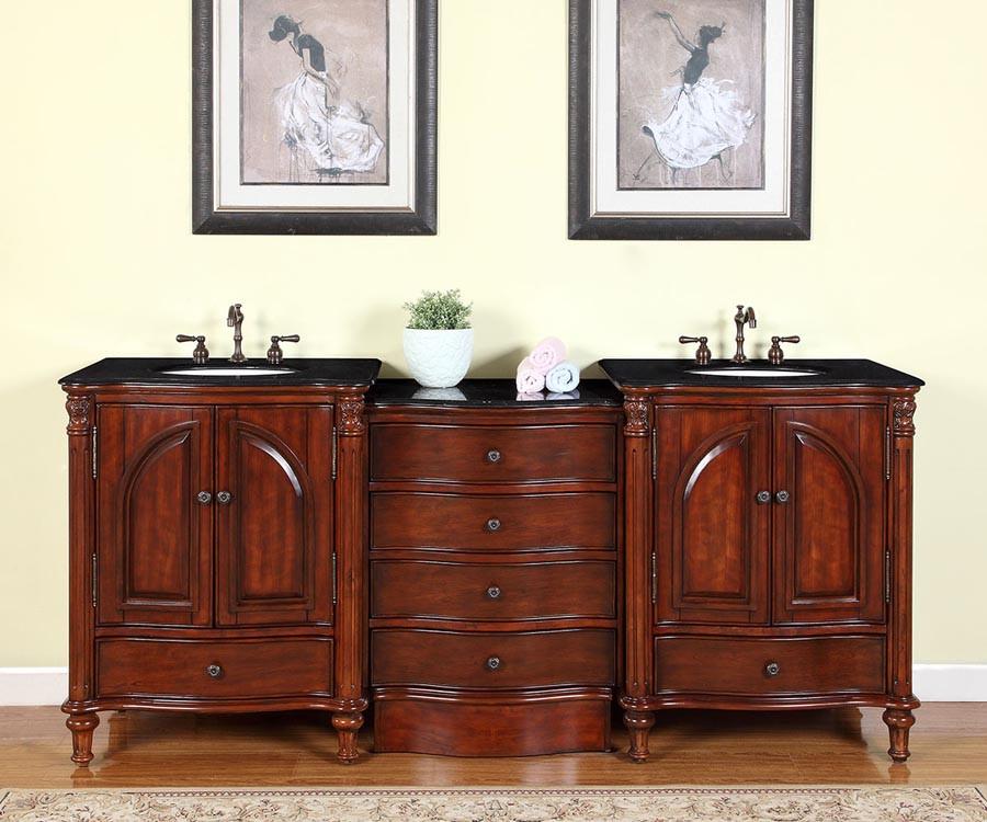 Silkroad 83" Traditional Double Sink Bathroom Vanity Vanity Silkroad Exclusive 