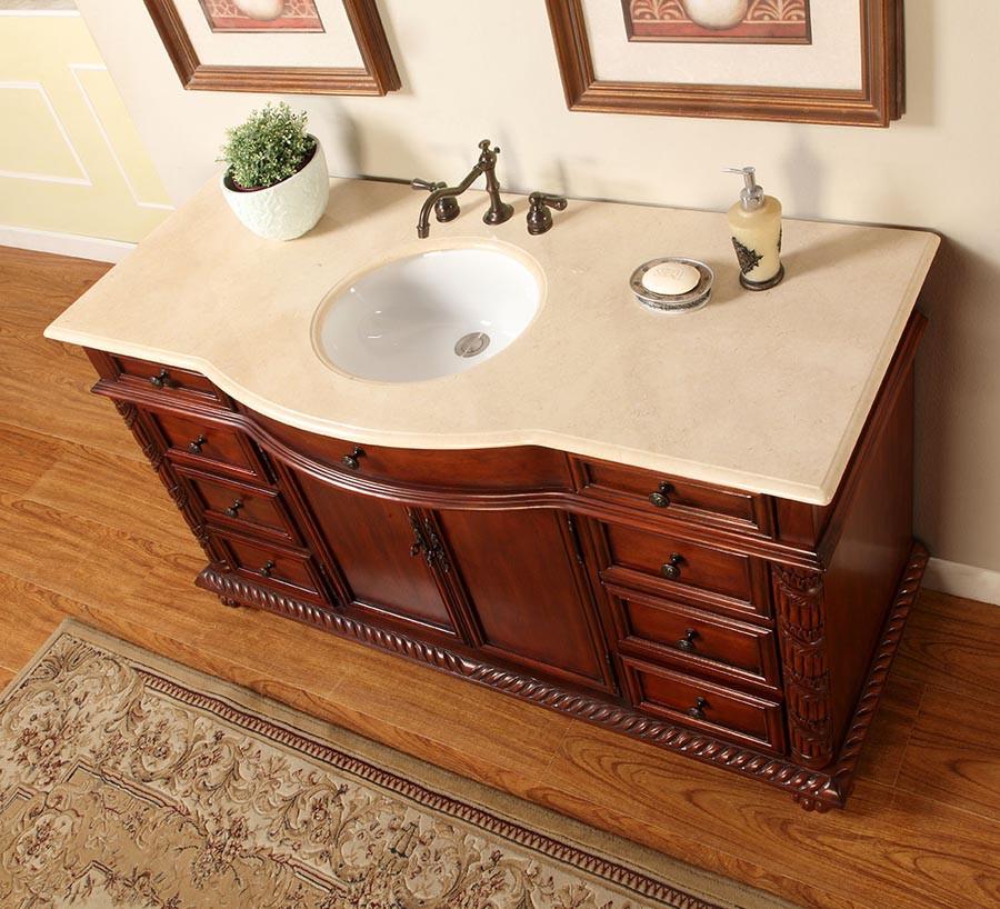 Silkroad 60" Traditional Single Sink Bathroom Vanity Vanity Silkroad Exclusive 