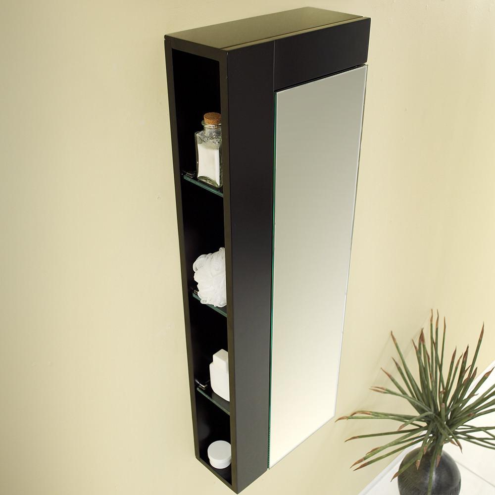 Fresca Espresso Bathroom Linen Side Cabinet w/ Large Mirror Door Linen Cabinet Fresca 