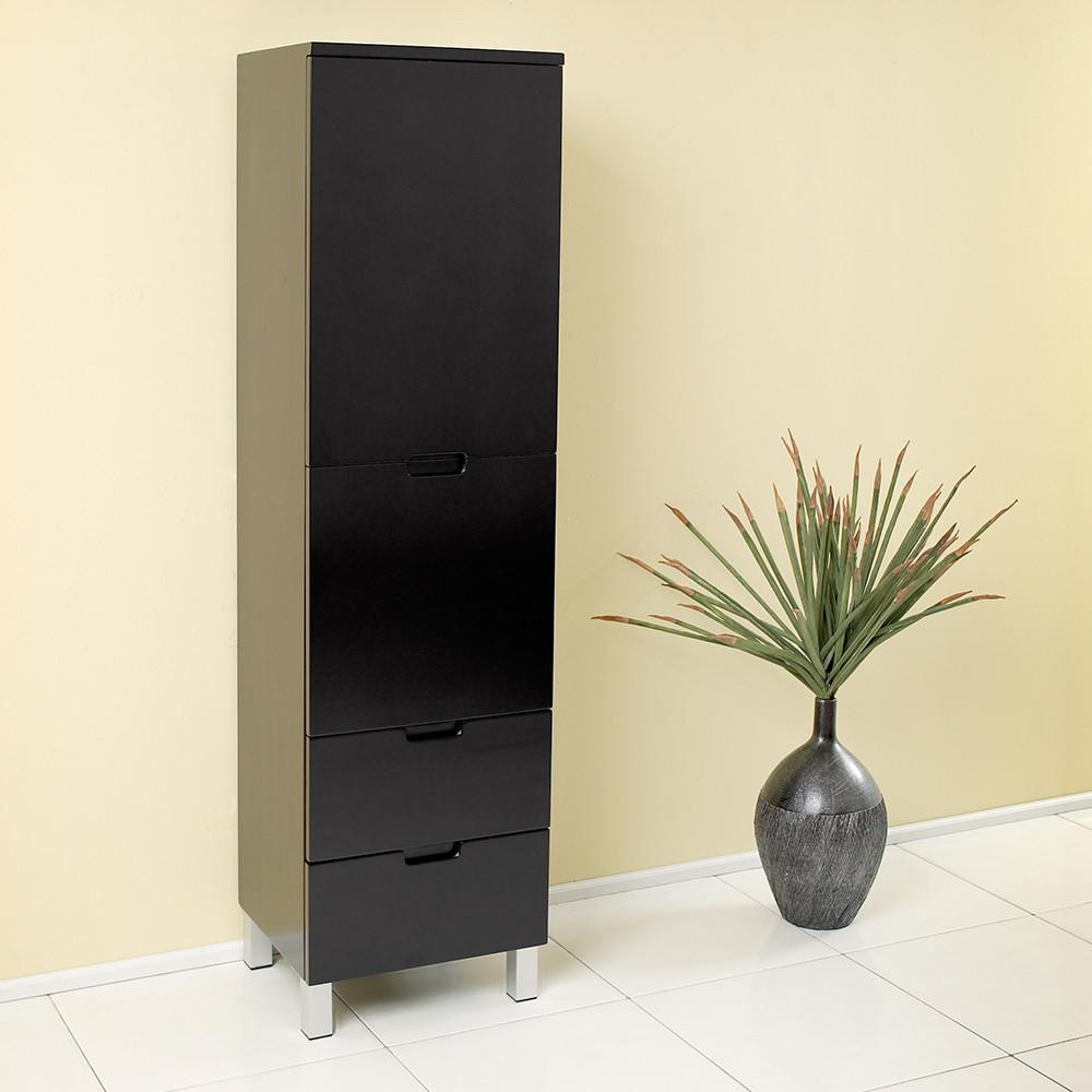 Fresca Espresso Bathroom Linen Side Cabinet w/ 4 Storage Areas Linen Cabinet Fresca 