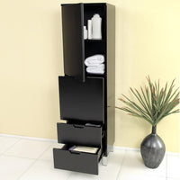 Thumbnail for Fresca Espresso Bathroom Linen Side Cabinet w/ 4 Storage Areas Linen Cabinet Fresca 