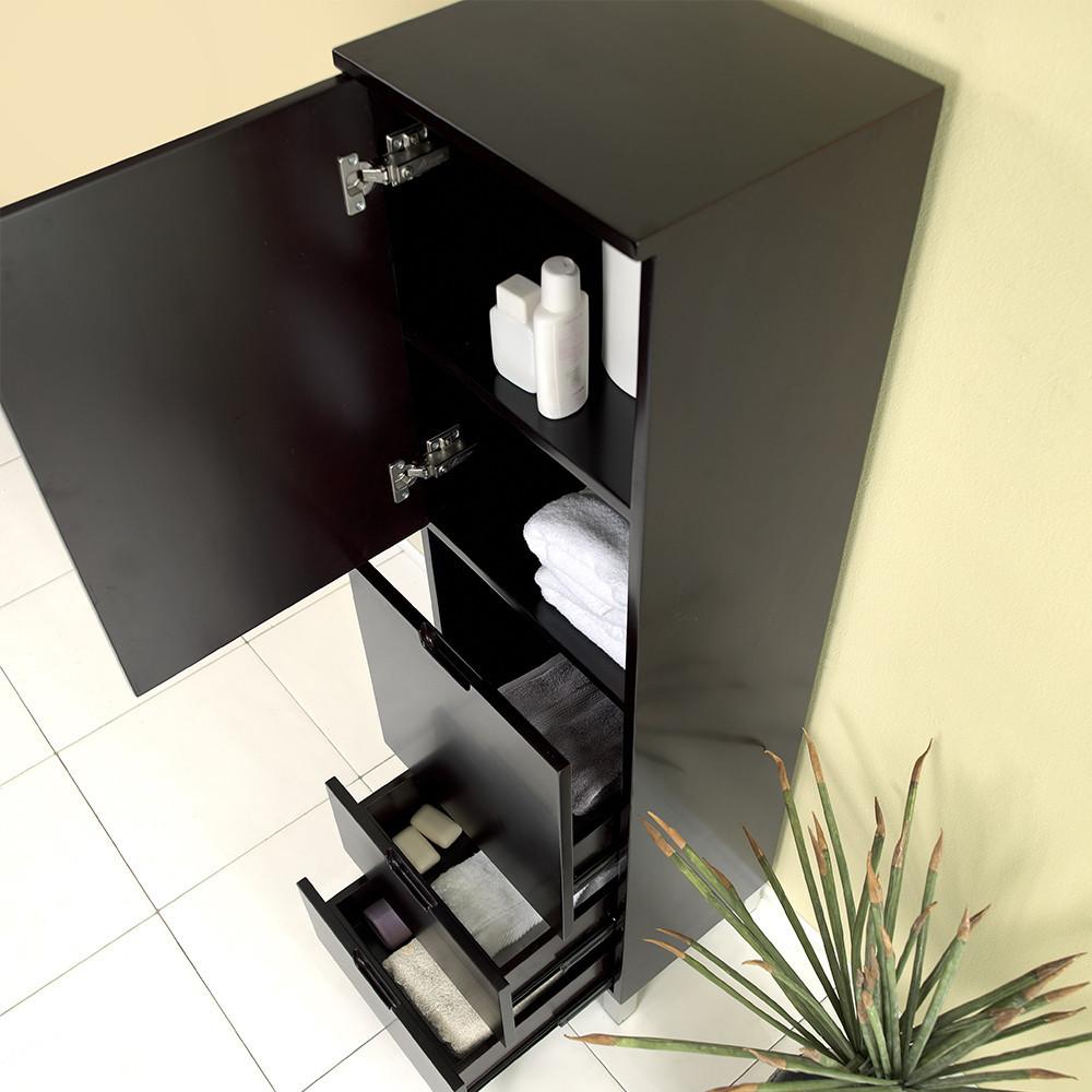 Fresca Espresso Bathroom Linen Side Cabinet w/ 4 Storage Areas Linen Cabinet Fresca 