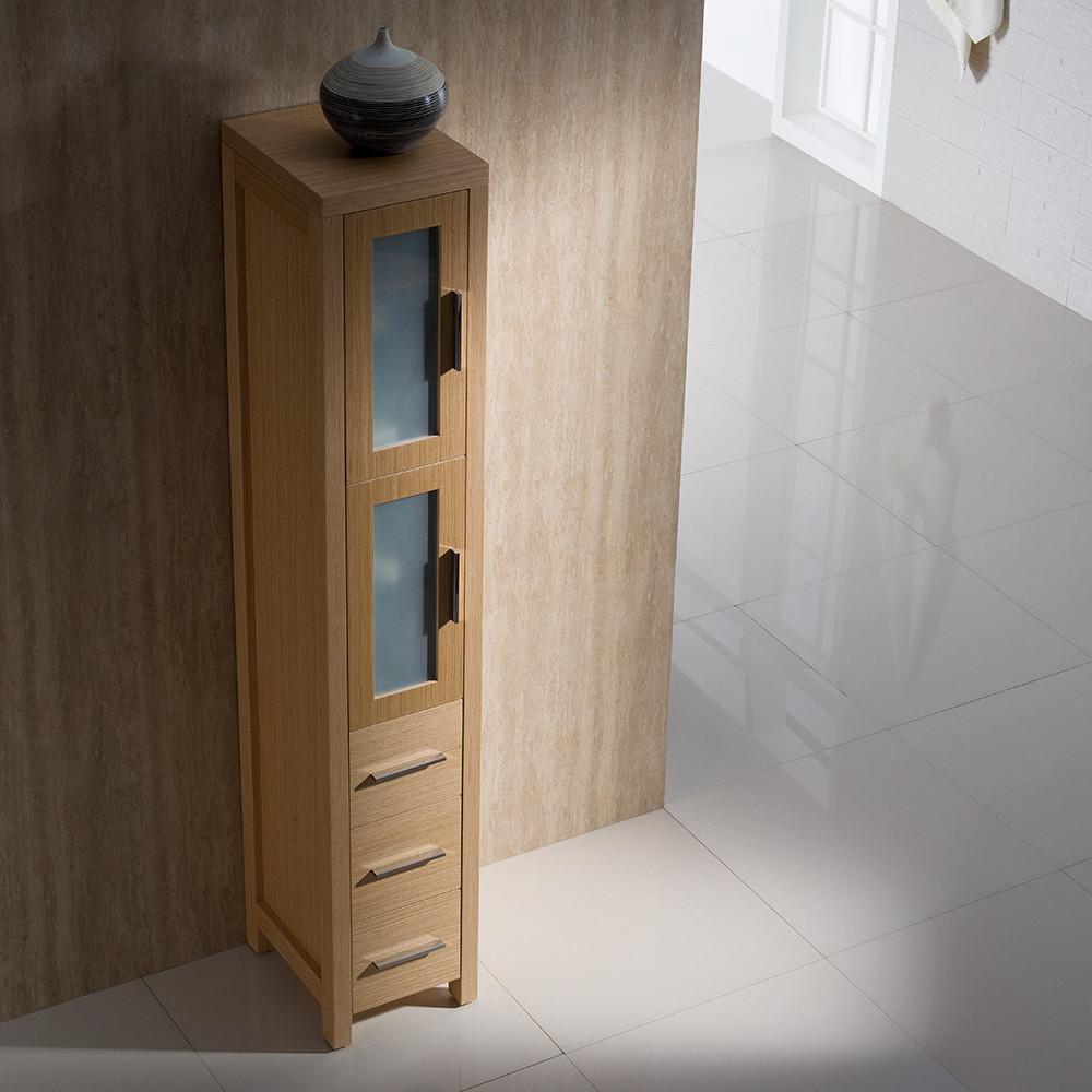 Fresca Torino Light Oak Tall Bathroom Linen Side Cabinet Linen Cabinet Fresca 