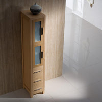 Thumbnail for Fresca Torino Light Oak Tall Bathroom Linen Side Cabinet Linen Cabinet Fresca 