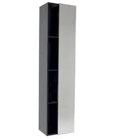 Thumbnail for Fresca Black Bathroom Linen Side Cabinet w/ 4 Cubby Holes & Mirror Linen Cabinet Fresca 