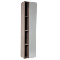 Thumbnail for Fresca Gray Oak Bathroom Linen Side Cabinet w/ 4 Cubby Holes & Mirror Linen Cabinet Fresca 