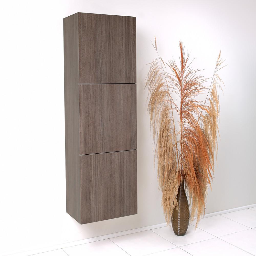 Fresca Gray Oak Bathroom Linen Side Cabinet w/ 3 Large Storage Areas Linen Cabinet Fresca 
