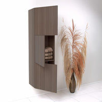 Thumbnail for Fresca Gray Oak Bathroom Linen Side Cabinet w/ 3 Large Storage Areas Linen Cabinet Fresca 