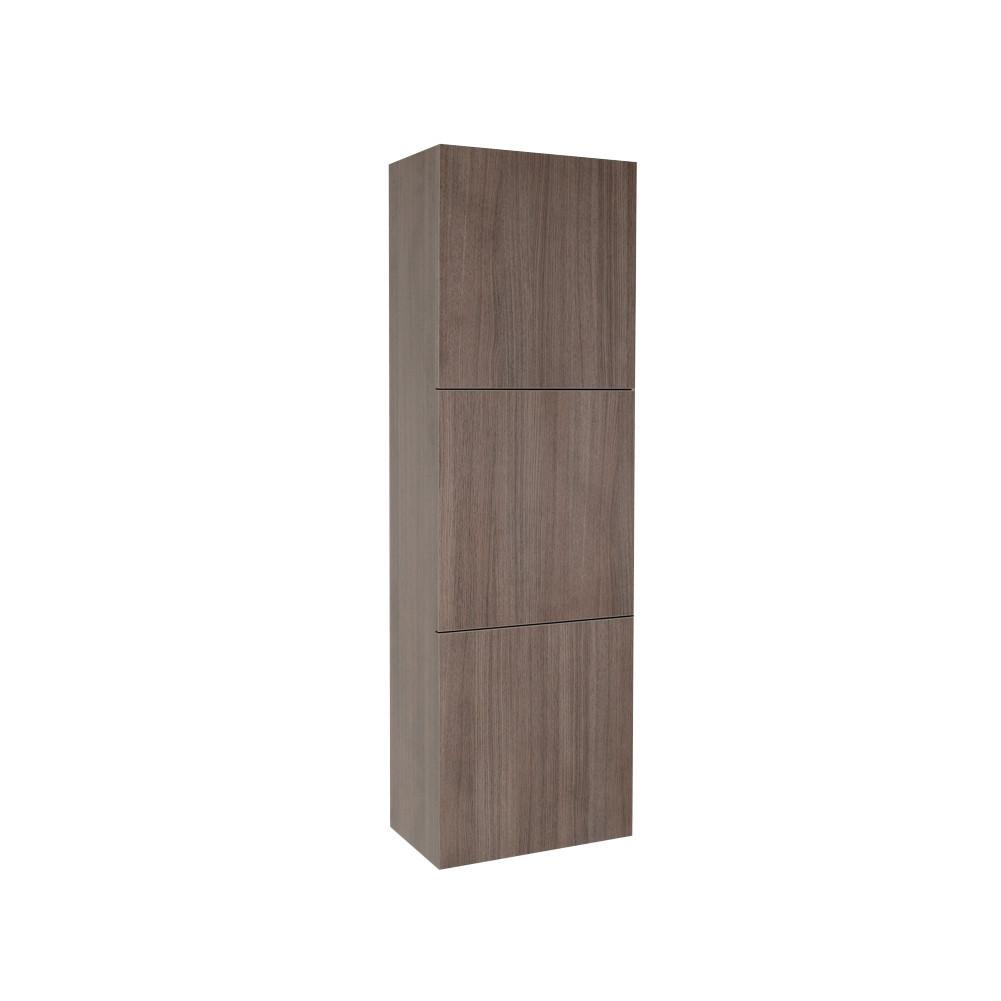 Fresca Gray Oak Bathroom Linen Side Cabinet w/ 3 Large Storage Areas Linen Cabinet Fresca 