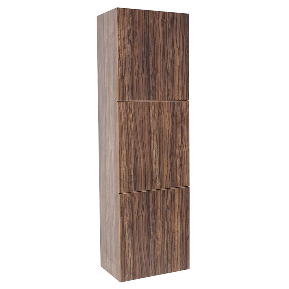 Fresca Walnut Bathroom Linen Side Cabinet w/ 3 Large Storage Areas Linen Cabinet Fresca 