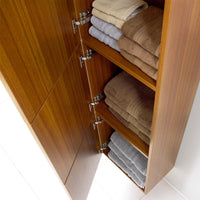 Thumbnail for Fresca Teak Bathroom Linen Side Cabinet w/ 3 Large Storage Areas Linen Cabinet Fresca 
