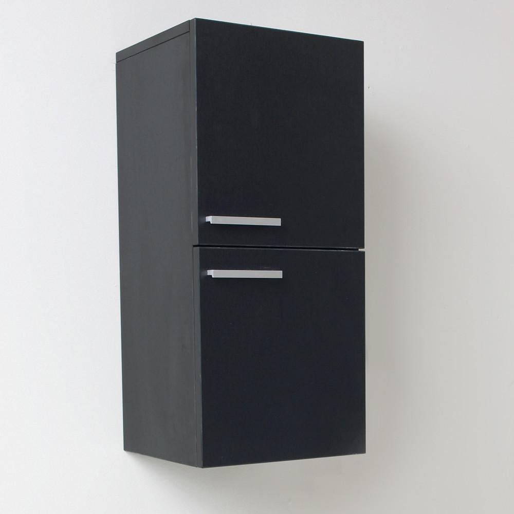 Fresca Black Bathroom Linen Side Cabinet w/ 2 Storage Areas Linen Cabinet Fresca 
