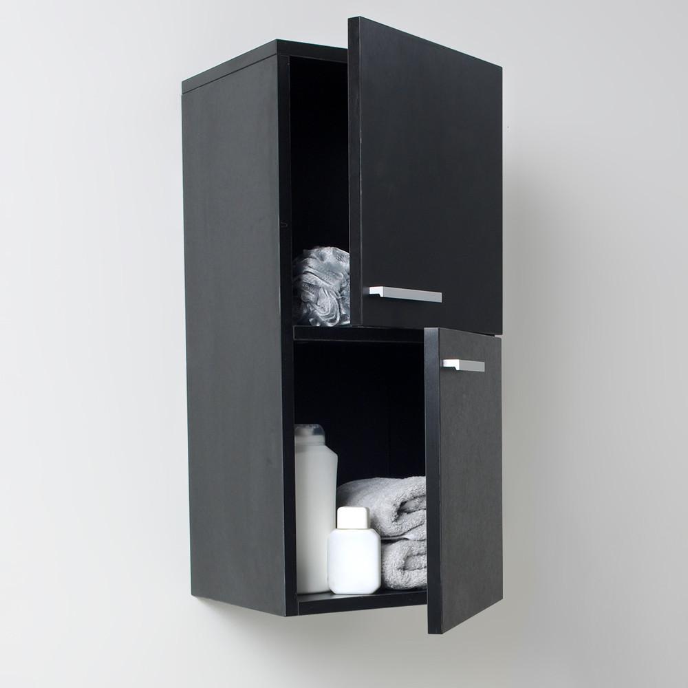 Fresca Black Bathroom Linen Side Cabinet w/ 2 Storage Areas Linen Cabinet Fresca 