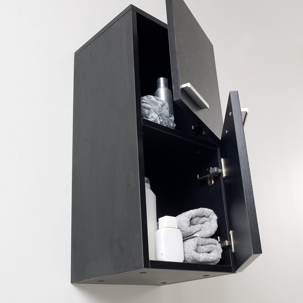 Fresca Black Bathroom Linen Side Cabinet w/ 2 Storage Areas Linen Cabinet Fresca 