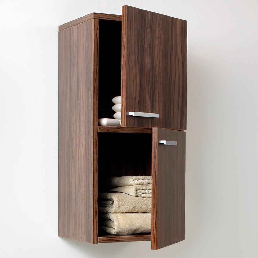 Fresca Walnut Bathroom Linen Side Cabinet w/ 2 Storage Areas Linen Cabinet Fresca 