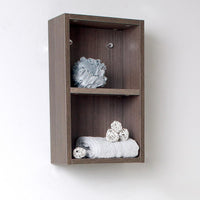 Thumbnail for Fresca Gray Oak Bathroom Linen Side Cabinet w/ 2 Open Storage Areas Linen Cabinet Fresca 