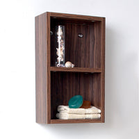 Thumbnail for Fresca Walnut Bathroom Linen Side Cabinet w/ 2 Open Storage Areas Linen Cabinet Fresca 