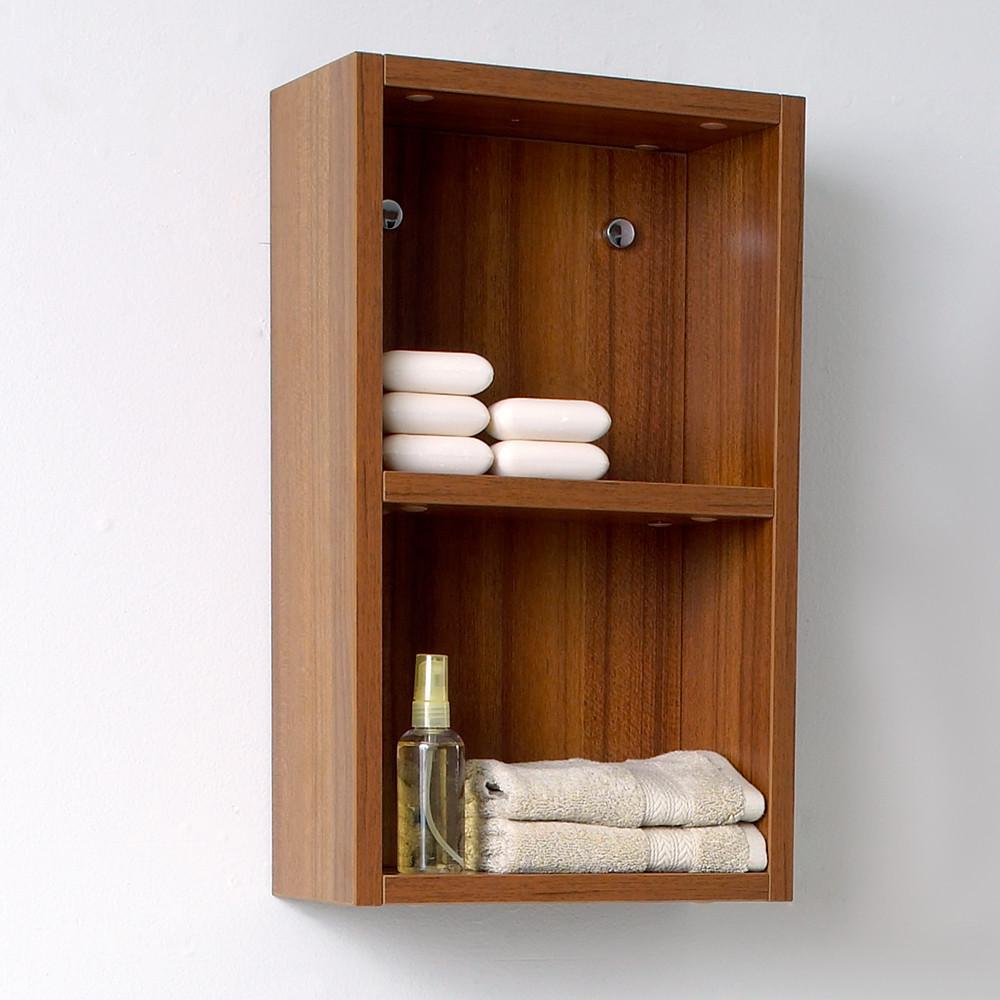 Fresca Teak Bathroom Linen Side Cabinet w/ 2 Open Storage Areas Linen Cabinet Fresca 