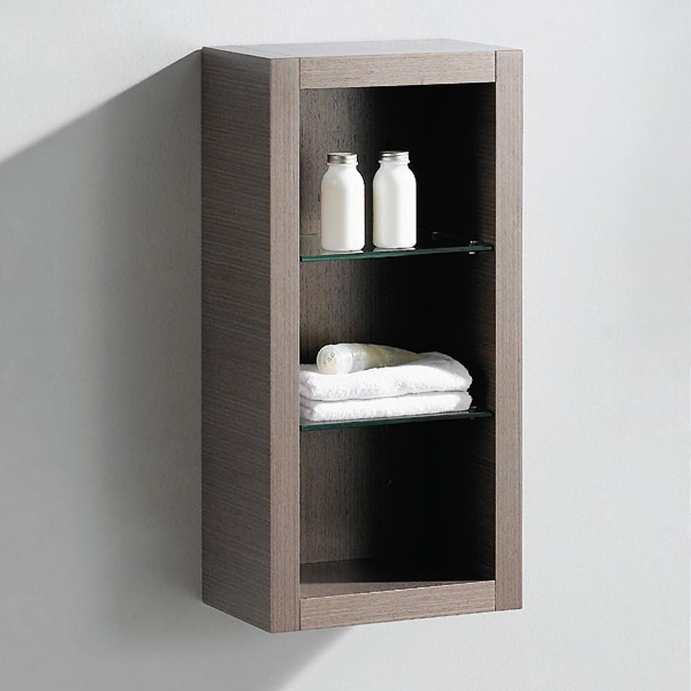 Fresca Allier Gray Oak Bathroom Linen Side Cabinet w/ 2 Glass Shelves Linen Cabinet Fresca 