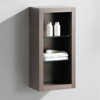 Thumbnail for Fresca Allier Gray Oak Bathroom Linen Side Cabinet w/ 2 Glass Shelves Linen Cabinet Fresca 