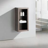 Thumbnail for Fresca Allier Gray Oak Bathroom Linen Side Cabinet w/ 2 Glass Shelves Linen Cabinet Fresca 