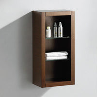 Thumbnail for Fresca Allier Wenge Brown Bathroom Linen Side Cabinet w/ 2 Glass Shelves Linen Cabinet Fresca 