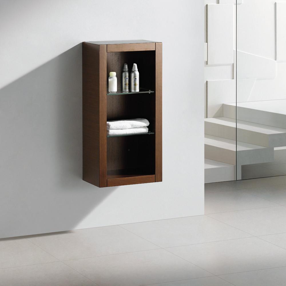 Fresca Allier Wenge Brown Bathroom Linen Side Cabinet w/ 2 Glass Shelves Linen Cabinet Fresca 