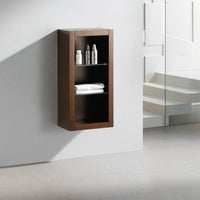 Thumbnail for Fresca Allier Wenge Brown Bathroom Linen Side Cabinet w/ 2 Glass Shelves Linen Cabinet Fresca 