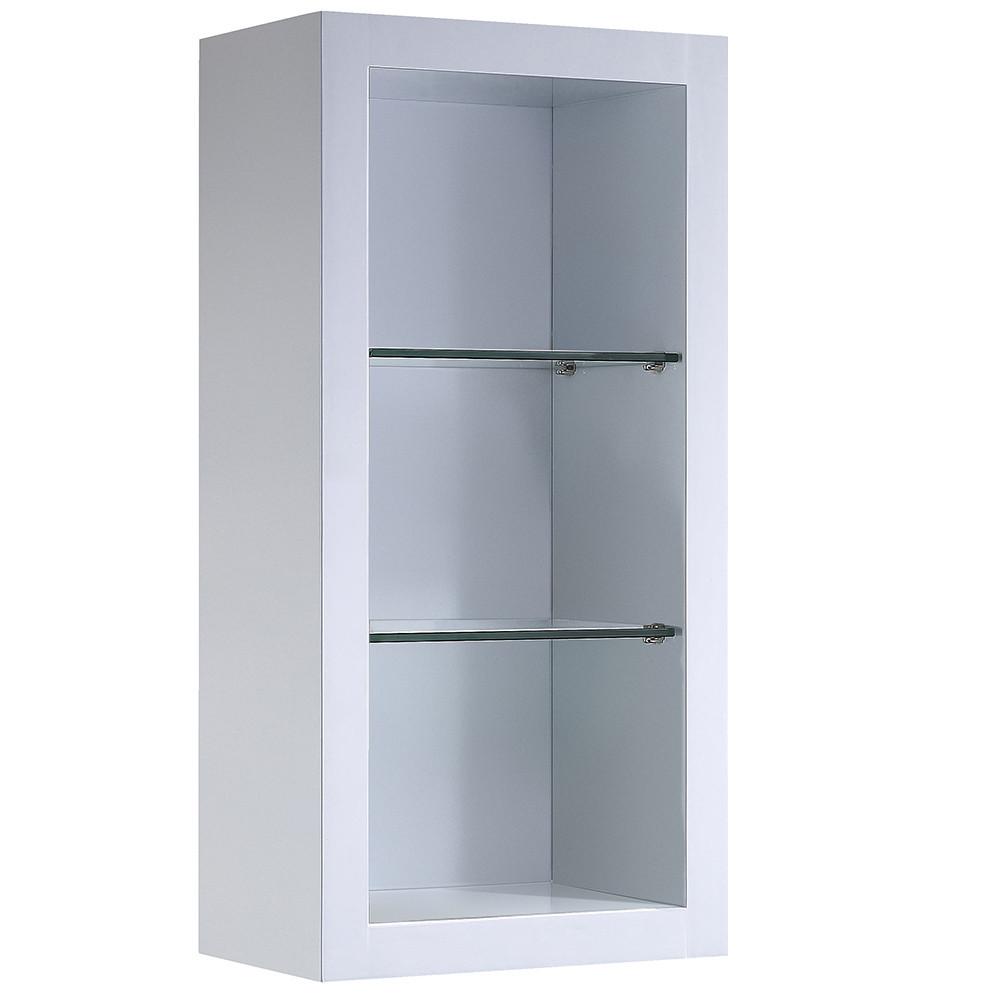 Fresca Allier White Bathroom Linen Side Cabinet w/ 2 Glass Shelves Linen Cabinet Fresca 