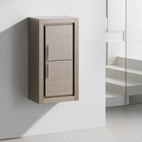 Thumbnail for Fresca Allier Gray Oak Bathroom Linen Side Cabinet w/ 2 Doors Linen Cabinet Fresca 