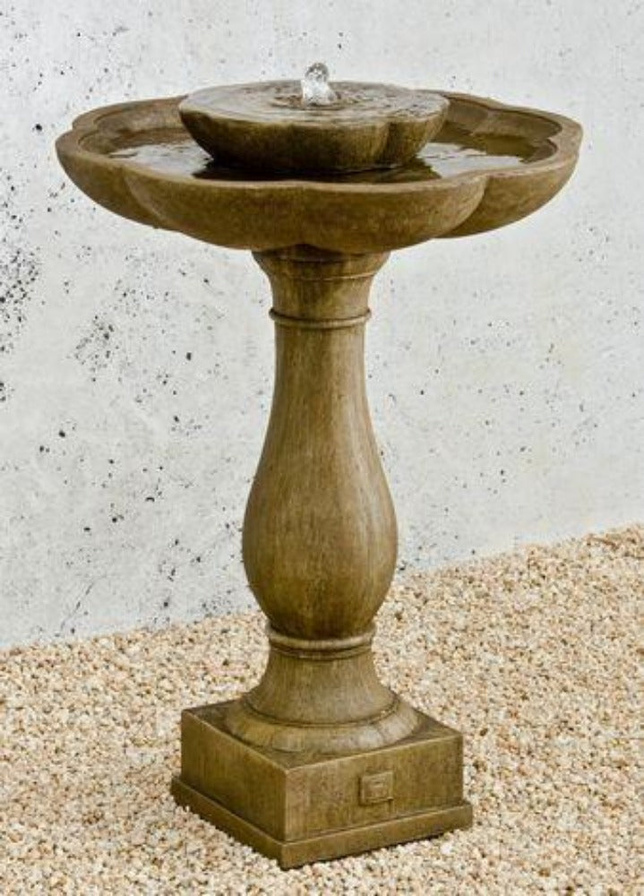 Flores Pedestal Outdoor Birdbath Garden Fountain Fountain Campania International 