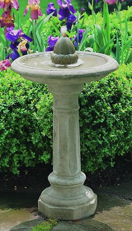 Acorn Outdoor Cast Stone Birdbath Garden Water Fountain Fountain Campania International 