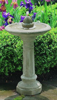 Thumbnail for Acorn Outdoor Cast Stone Birdbath Garden Water Fountain Fountain Campania International 