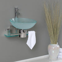 Thumbnail for Cristallino Modern Glass Bathroom Vanity w/ Frosted Vessel Sink 7 free Faucet Vanity Fresca 