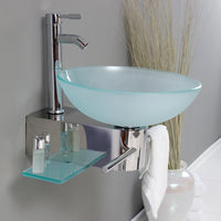 Thumbnail for Cristallino Modern Glass Bathroom Vanity w/ Frosted Vessel Sink 7 free Faucet Vanity Fresca 
